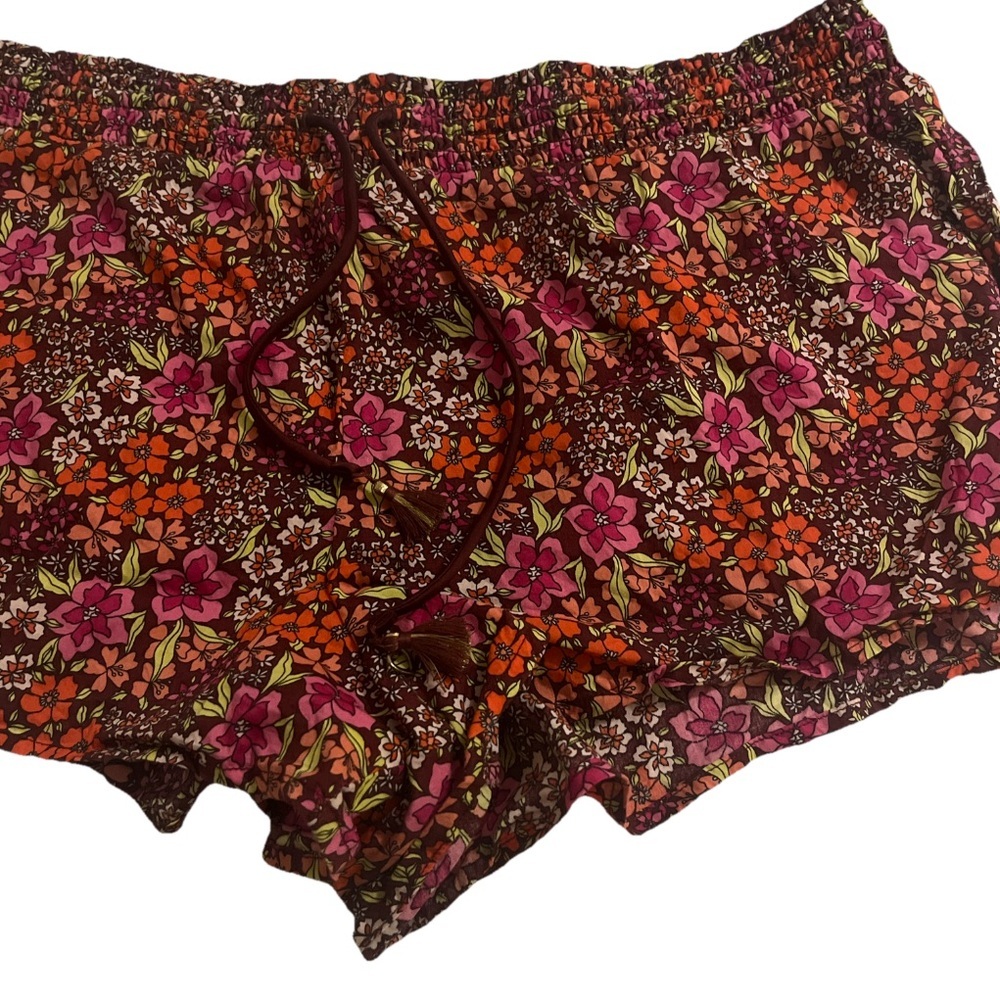 Floral Sleep Short Lounge Victoria’s Secret VS Sexy Drawstring Tassel 70s Boho - Picture 2 of 5